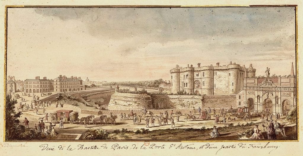 La Bastille et la porte Saint-Antoine vue depuis les faubourgs de Paris, avant la prise de la Bastille et la révolution française en 1789
