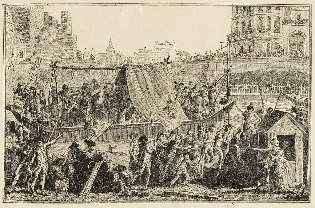 Saisie du bateau chargé de poudre au port Saint-Nicolas, veille du 14 juillet 1789