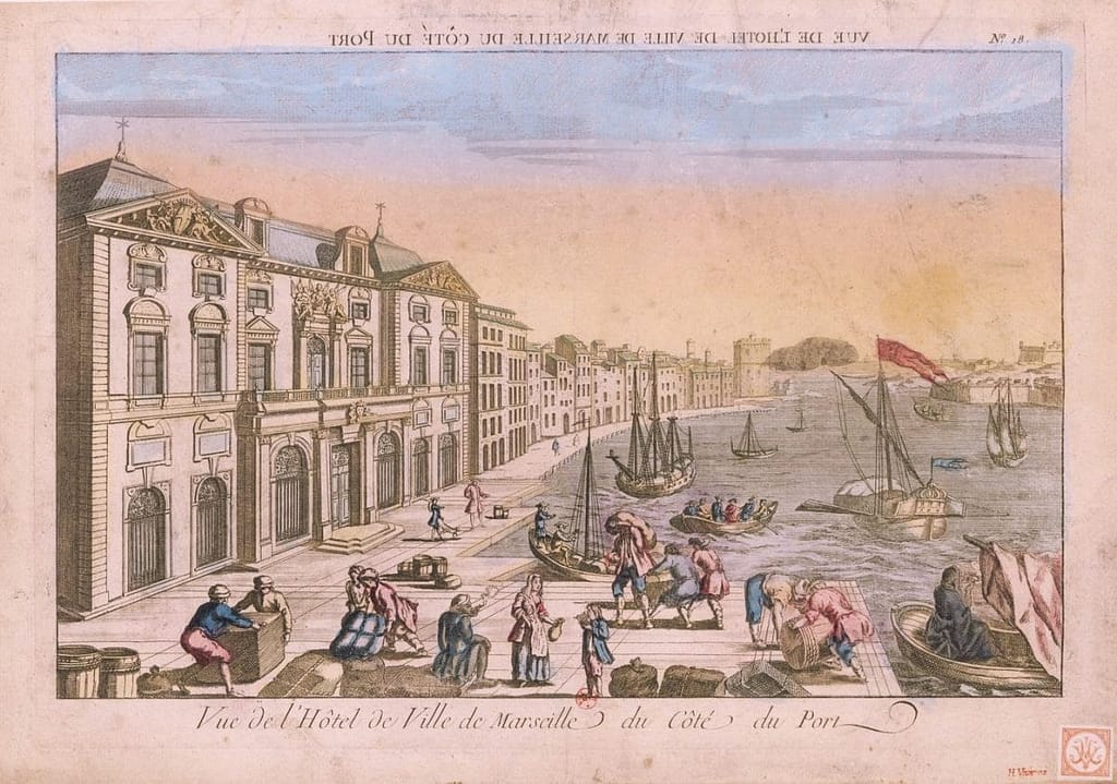 Hôtel de Ville de Marseille au XVIIIe siècle côté port généalogie Marseille