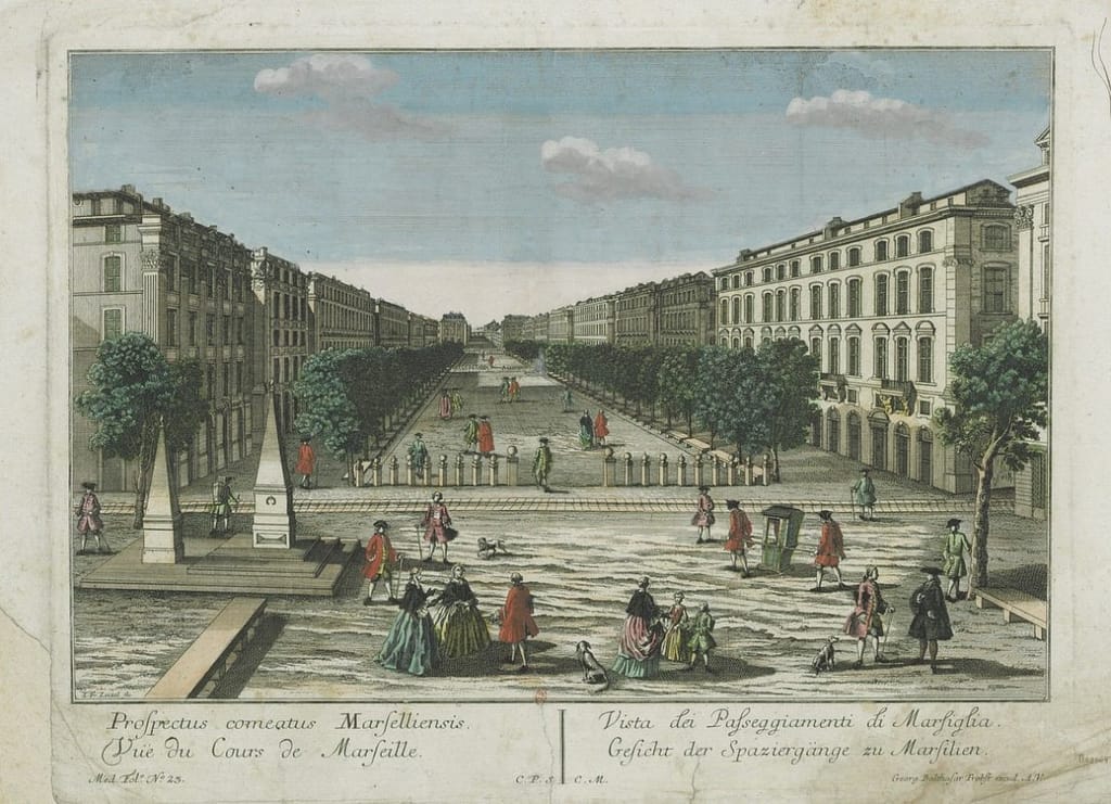 Vue du Cours de Marseille au XVIIIe siècle inventaires notariaux Marseille