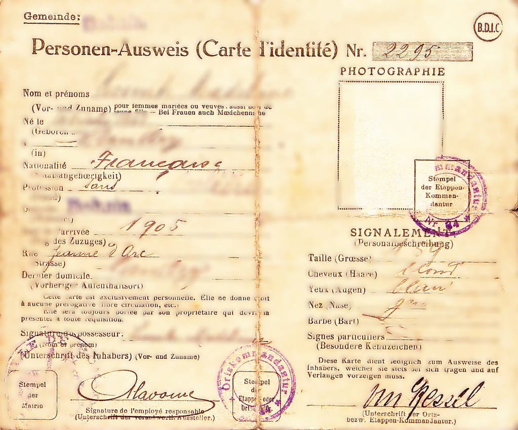 Laissez-passer de service délivré par la kommandantur allemande, Lens sous occupation 1914-1918