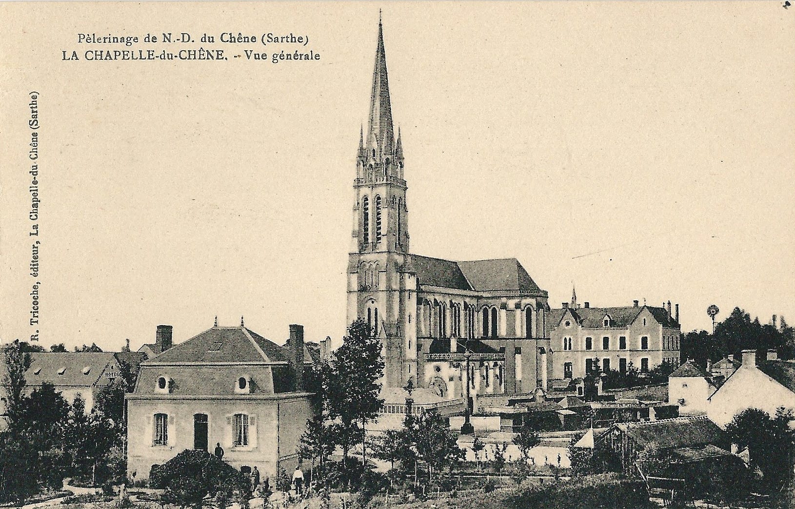 Sanctuaire de Notre-Dame du Chêne à Vion, Sarthe, carte postale ancienne.