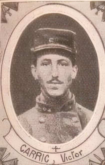 Portrait de CARRIC Victor Jean Marie, tonsuré, prêtre soldat de la Première Guerre mondiale
