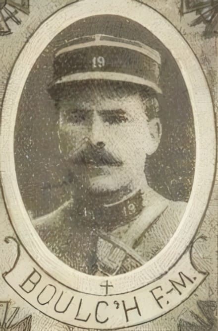 Portrait de BOULC'H François-Marie, vicaire à Lanvéoc, sous-lieutenant, prêtre soldat de la Première Guerre mondiale