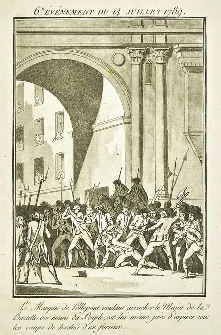 Le marquis de Pelleport tente de sauver le major de Losme, un des oubliés de la Bastille, 14 juillet 1789