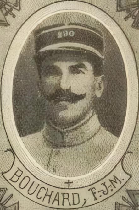 Portrait de BOUCHARD François-Jules-Marie, vicaire, sous-lieutenant porte-drapeau, prêtre soldat de la Première Guerre mondiale