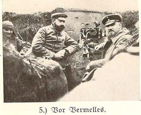 114e régiment badois — officiers dans une tranchée devant Vermelles 1914