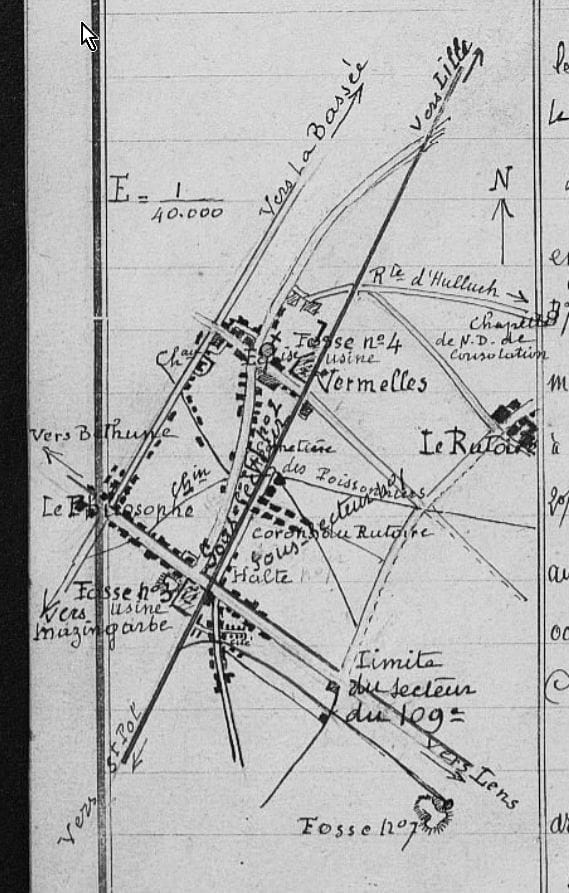 281e régiment d'infanterie — carte du secteur de Vermelles octobre 1914, JMO