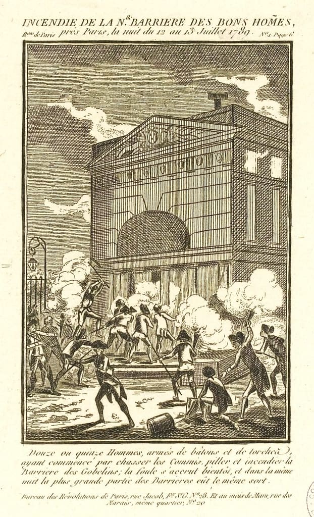 Incendie de la barrière des Bons Hommes — nuit du 12 au 13 juillet pendant le pillage des Lazaristes 1789
