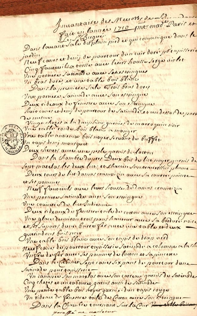 inventaire notarial Marseille 1710 sous-série 2B Sénéchaussée