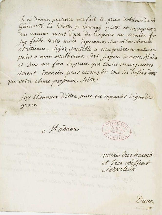 Lettre de Danry (Latude) à la Pompadour page 2