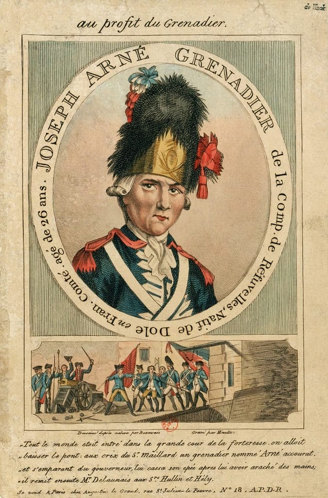Joseph Harné, grenadier des Gardes Françaises, arrache l'épée de De Launay lors de l'arrestation de De Launay, 14 juillet 1789