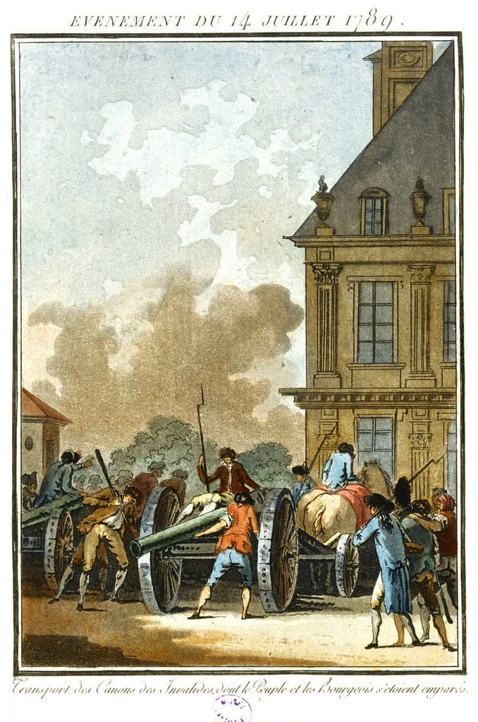 Transport des canons des Invalides pour le siège de la Bastille, 14 juillet 1789