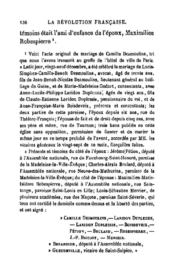 Acte de mariage de Camille Desmoulins — Robespierre témoin, 29 décembre 1790