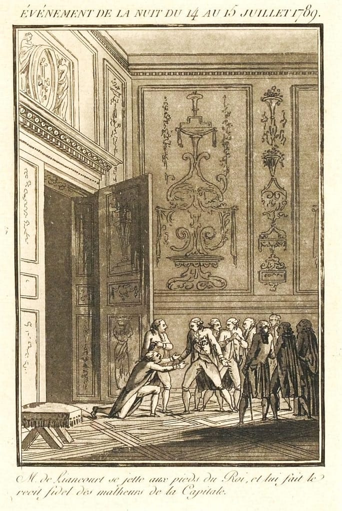 M. de Liancourt se jette aux pieds du roi — nuit du 14 au 15 juillet 1789, Versailles, Paris Musées
