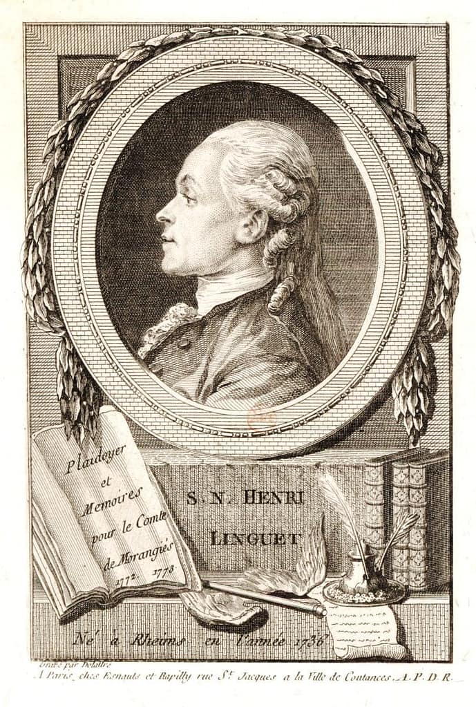 Simon-Nicolas-Henri Linguet — témoin de la tyrannie de la Bastille, gravure XVIIIe siècle
